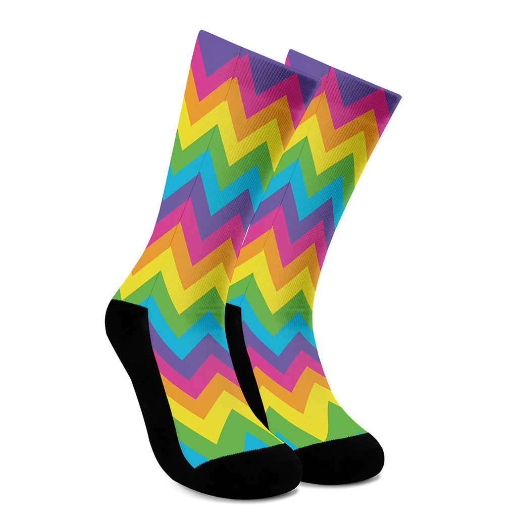 Colorful Zigzag Pattern Print Crew Socks
