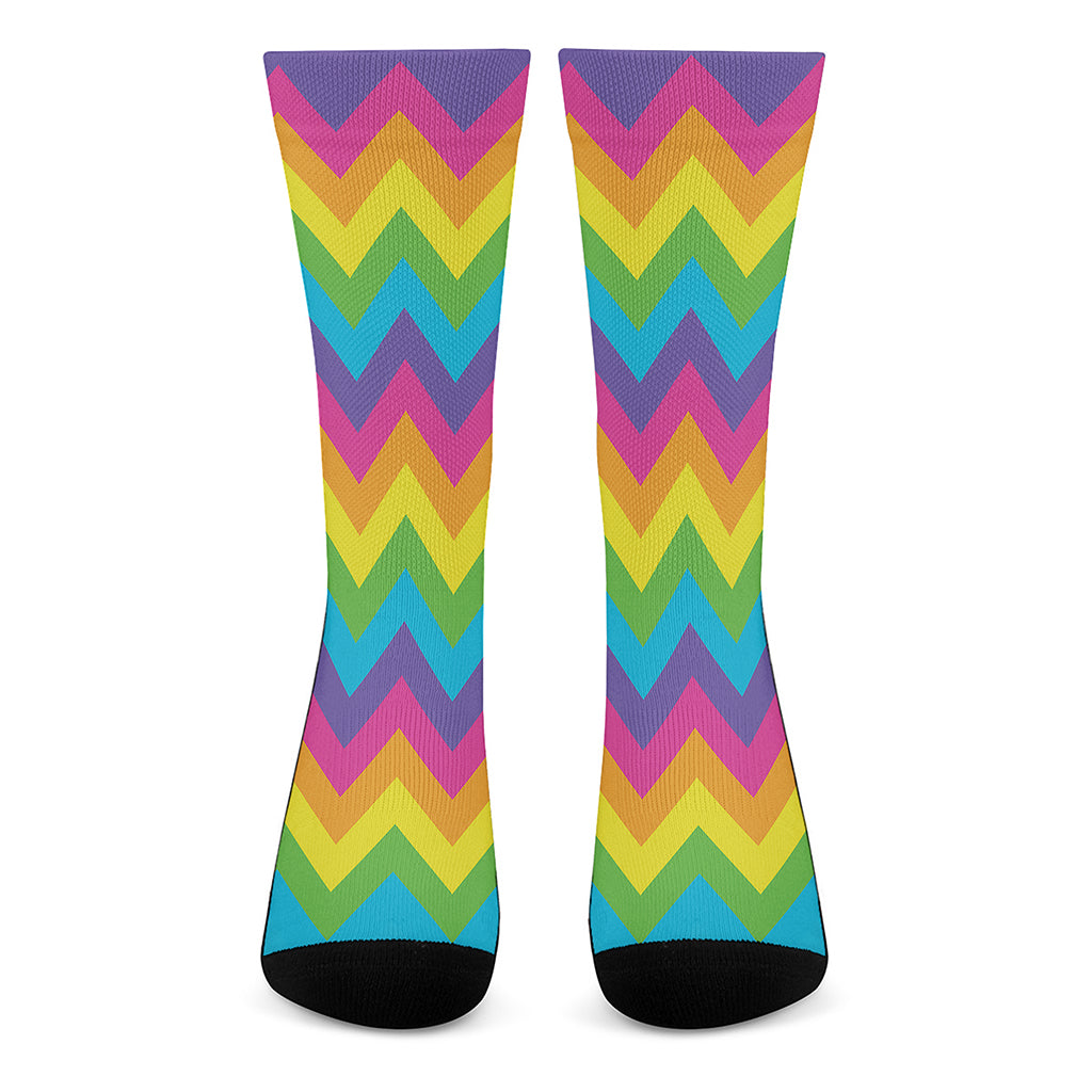 Colorful Zigzag Pattern Print Crew Socks