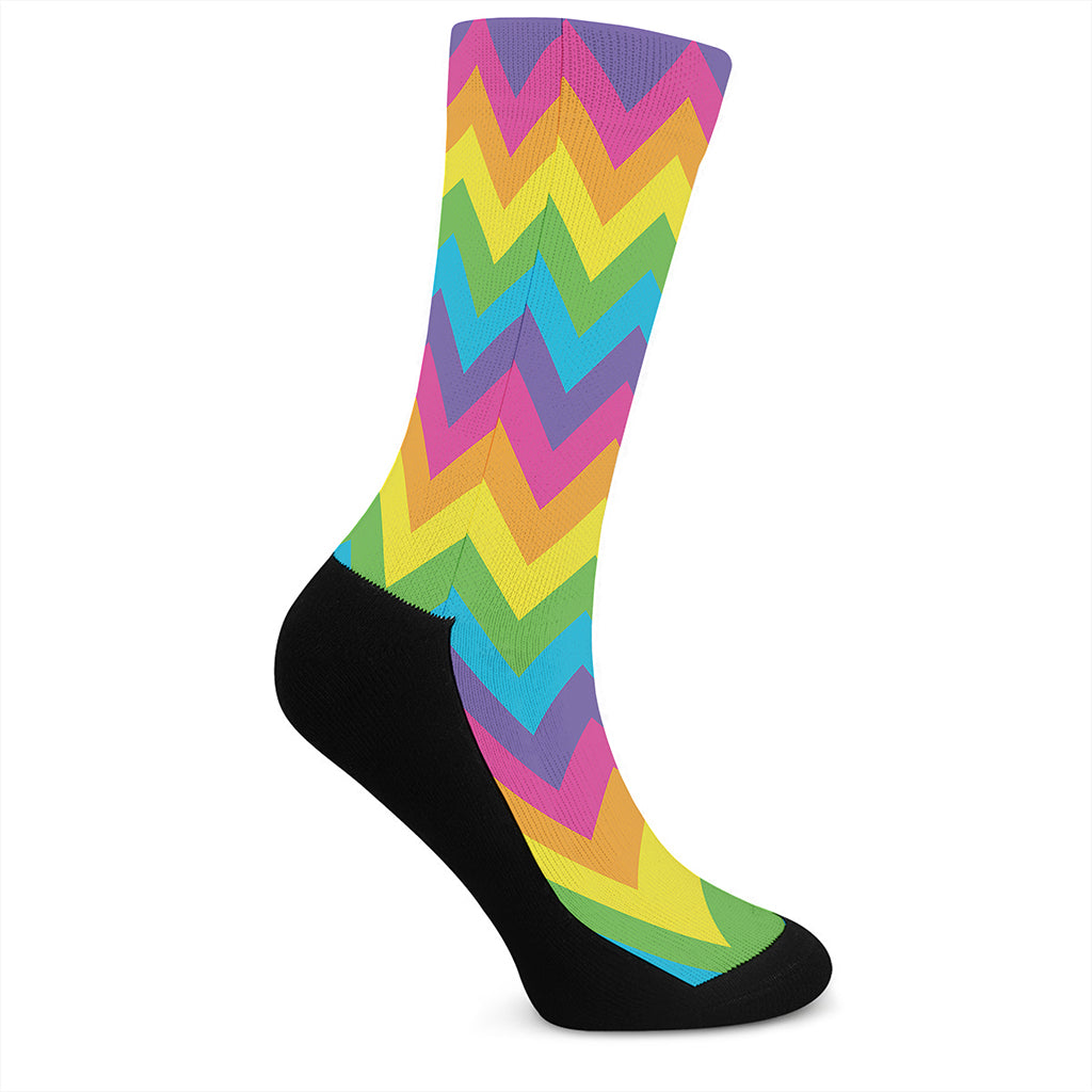 Colorful Zigzag Pattern Print Crew Socks