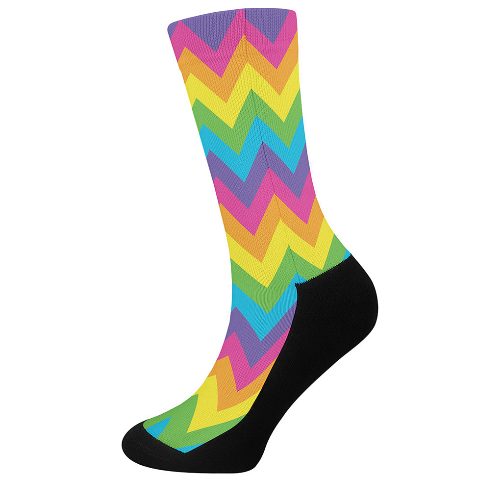 Colorful Zigzag Pattern Print Crew Socks