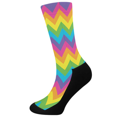 Colorful Zigzag Pattern Print Crew Socks