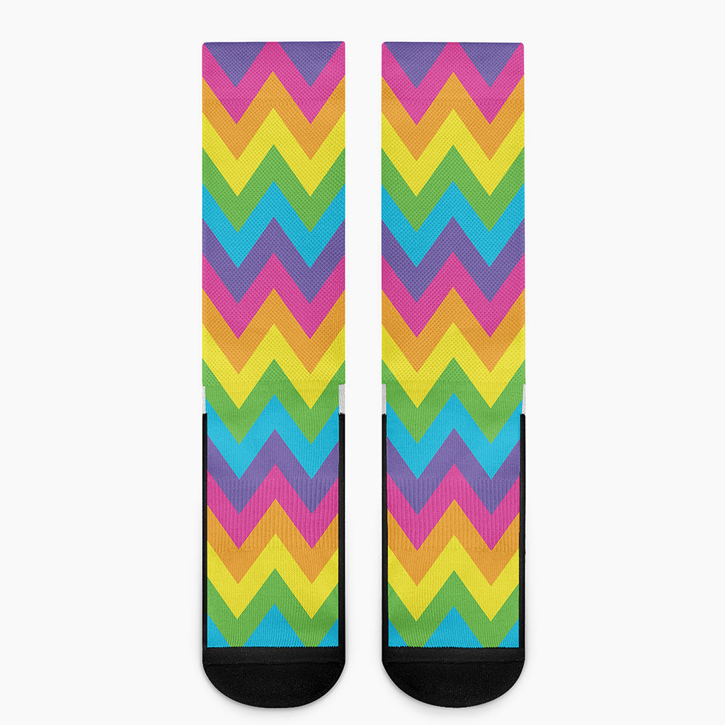 Colorful Zigzag Pattern Print Crew Socks