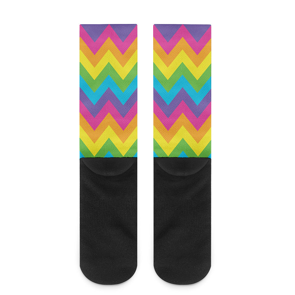 Colorful Zigzag Pattern Print Crew Socks
