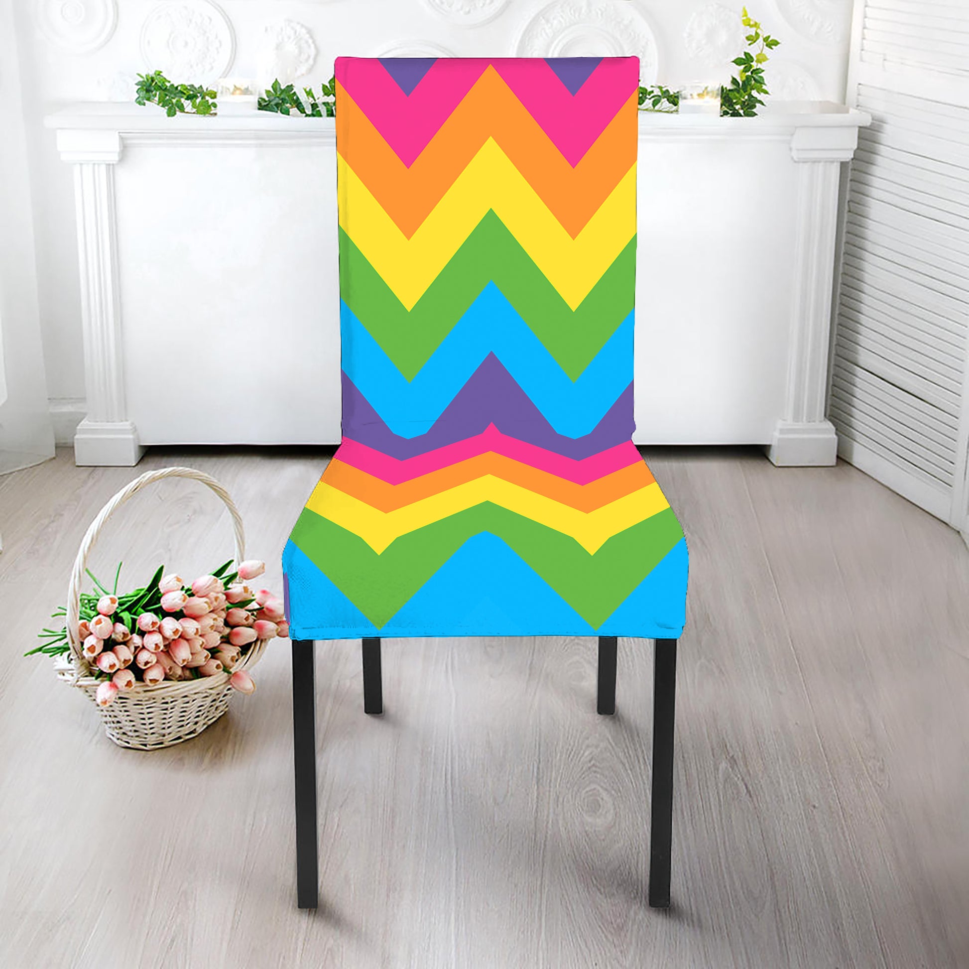 Colorful Zigzag Pattern Print Dining Chair Slipcover