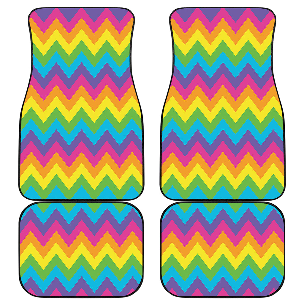 Colorful Zigzag Pattern Print Front and Back Car Floor Mats