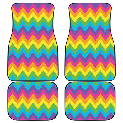 Colorful Zigzag Pattern Print Front and Back Car Floor Mats