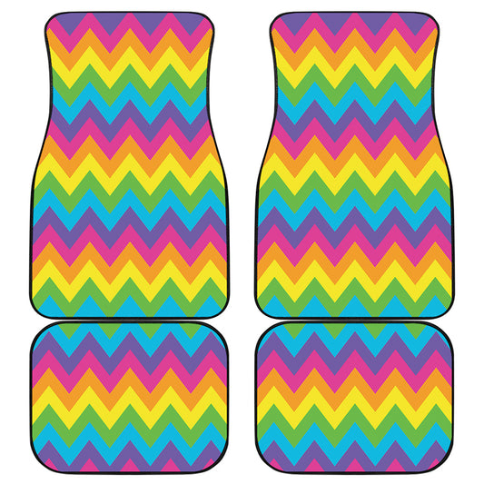 Colorful Zigzag Pattern Print Front and Back Car Floor Mats