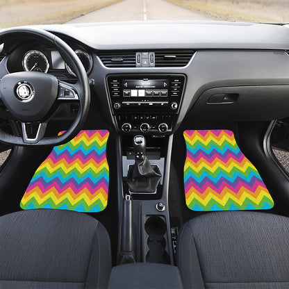 Colorful Zigzag Pattern Print Front Car Floor Mats