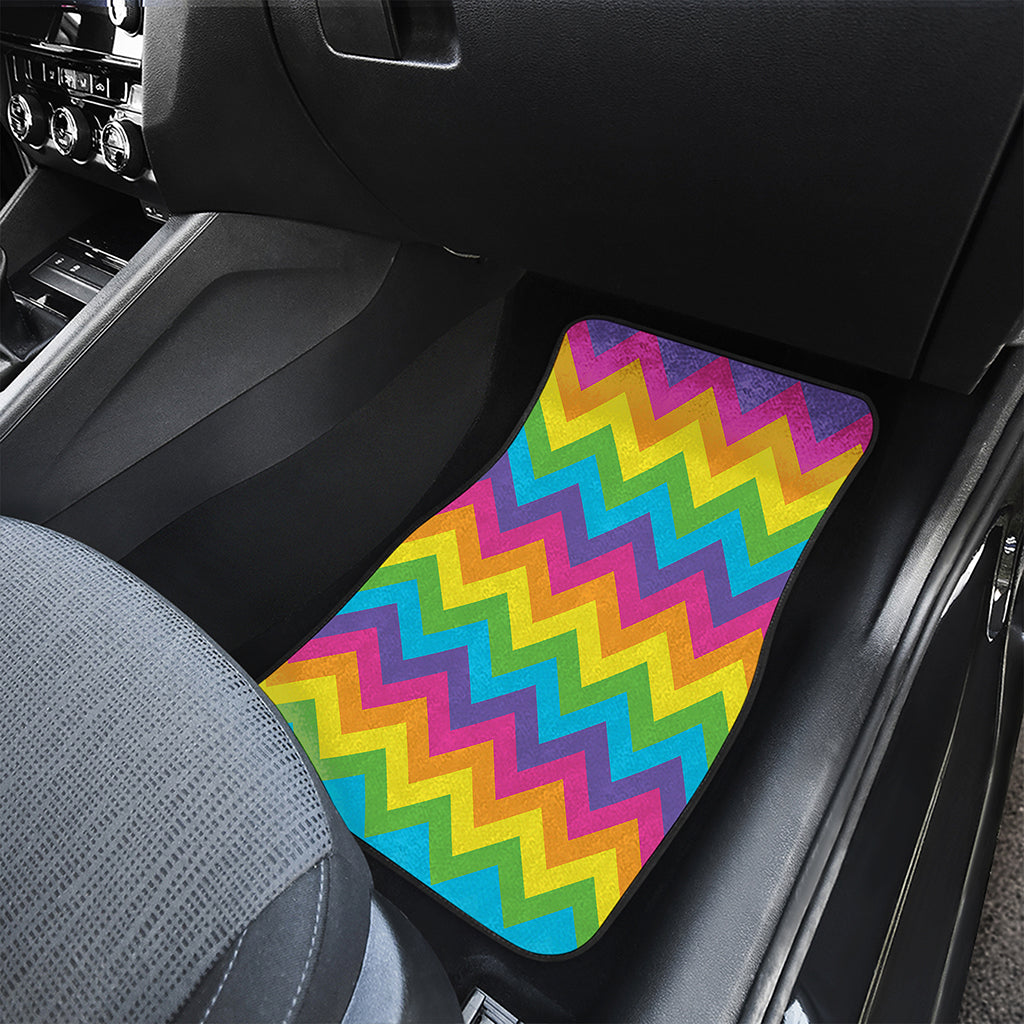 Colorful Zigzag Pattern Print Front Car Floor Mats