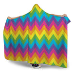 Colorful Zigzag Pattern Print Hooded Blanket