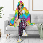 Colorful Zigzag Pattern Print Hooded Blanket