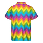Colorful Zigzag Pattern Print Men's Short Sleeve Shirt