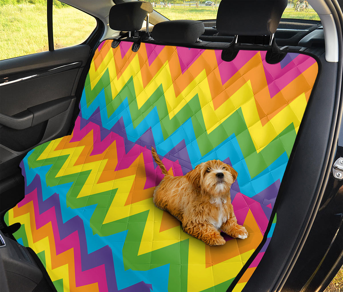 Colorful Zigzag Pattern Print Pet Car Back Seat Cover