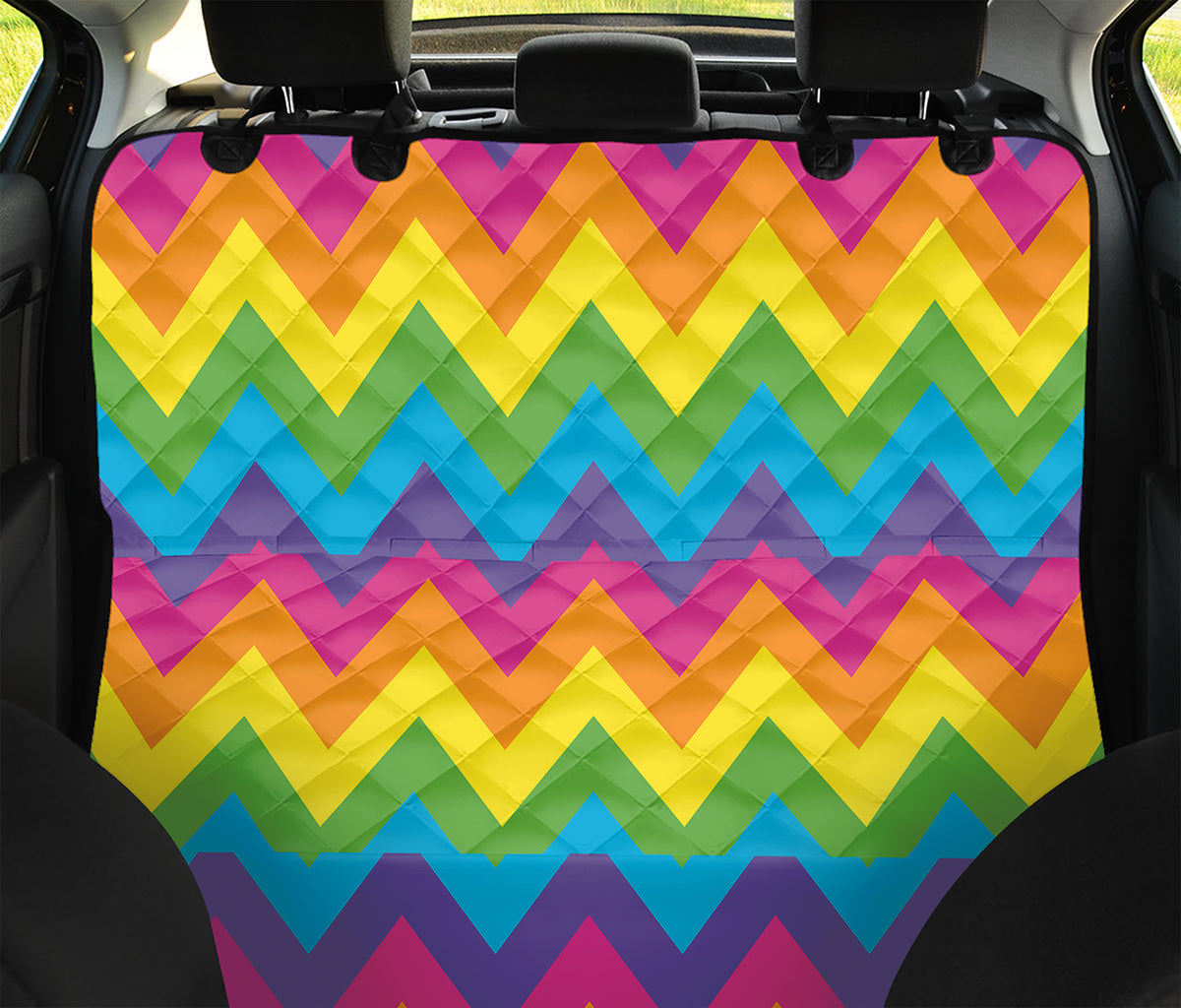 Colorful Zigzag Pattern Print Pet Car Back Seat Cover