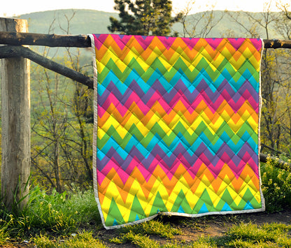 Colorful Zigzag Pattern Print Quilt