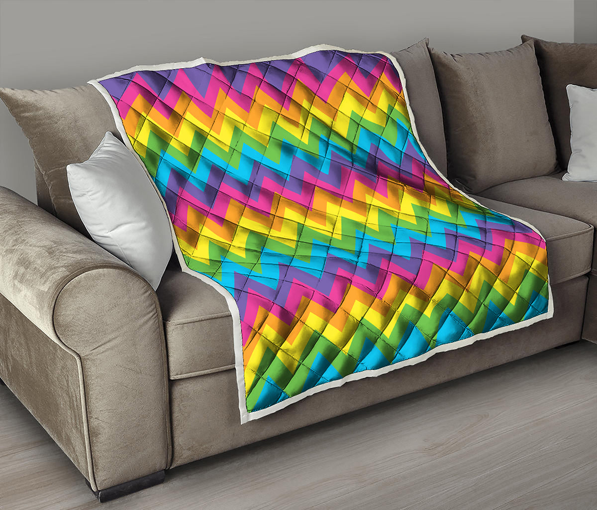 Colorful Zigzag Pattern Print Quilt