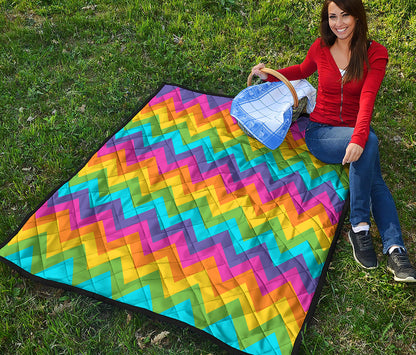 Colorful Zigzag Pattern Print Quilt