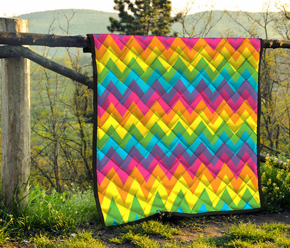 Colorful Zigzag Pattern Print Quilt