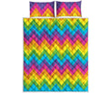 Colorful Zigzag Pattern Print Quilt Bed Set