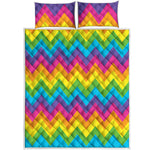 Colorful Zigzag Pattern Print Quilt Bed Set