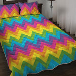 Colorful Zigzag Pattern Print Quilt Bed Set