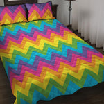 Colorful Zigzag Pattern Print Quilt Bed Set