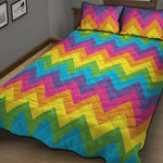 Colorful Zigzag Pattern Print Quilt Bed Set