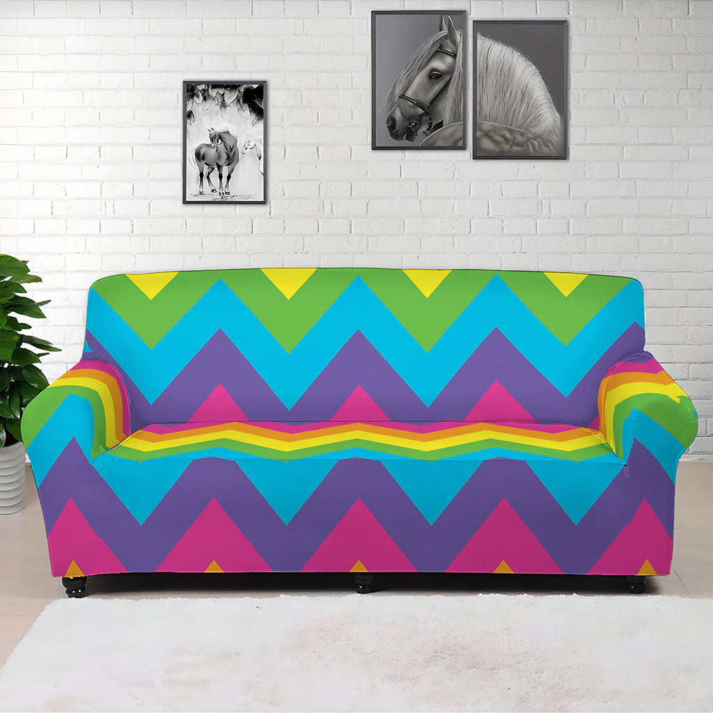 Colorful Zigzag Pattern Print Sofa Cover