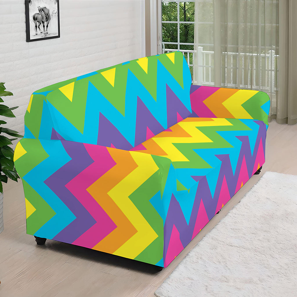Colorful Zigzag Pattern Print Sofa Cover