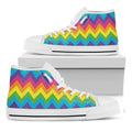 Colorful Zigzag Pattern Print White High Top Sneakers