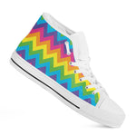 Colorful Zigzag Pattern Print White High Top Shoes