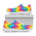 Colorful Zigzag Pattern Print White Running Shoes