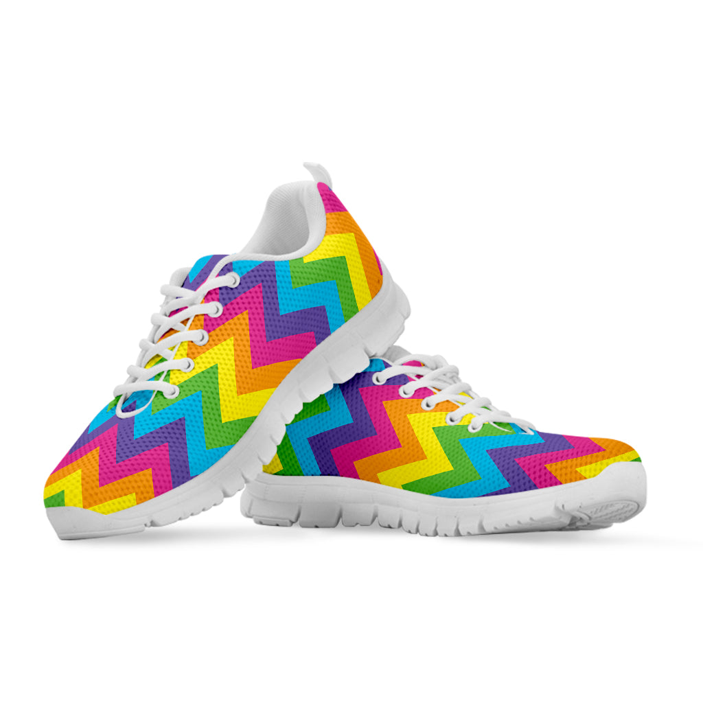 Colorful Zigzag Pattern Print White Sneakers