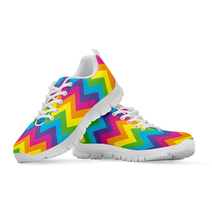 Colorful Zigzag Pattern Print White Sneakers