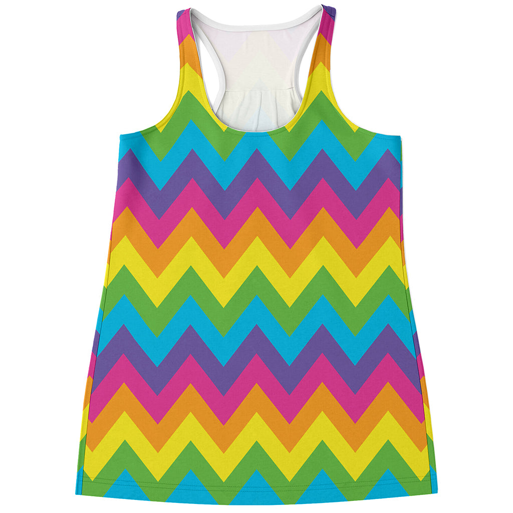 Colorful Zigzag Pattern Print Women's Racerback Tank Top