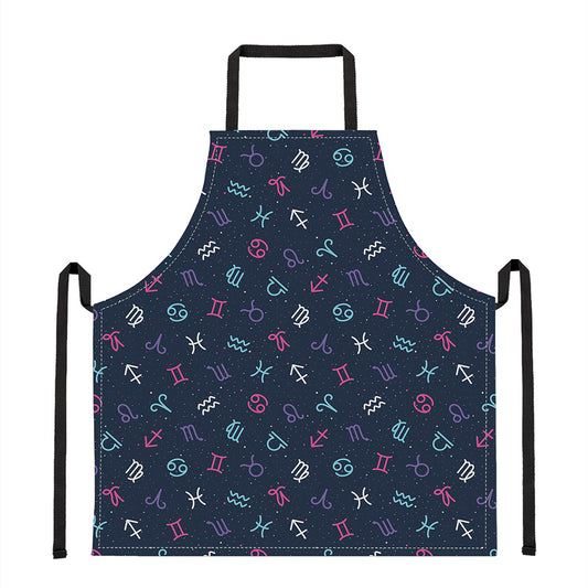 Colorful Zodiac Symbols Pattern Print Apron