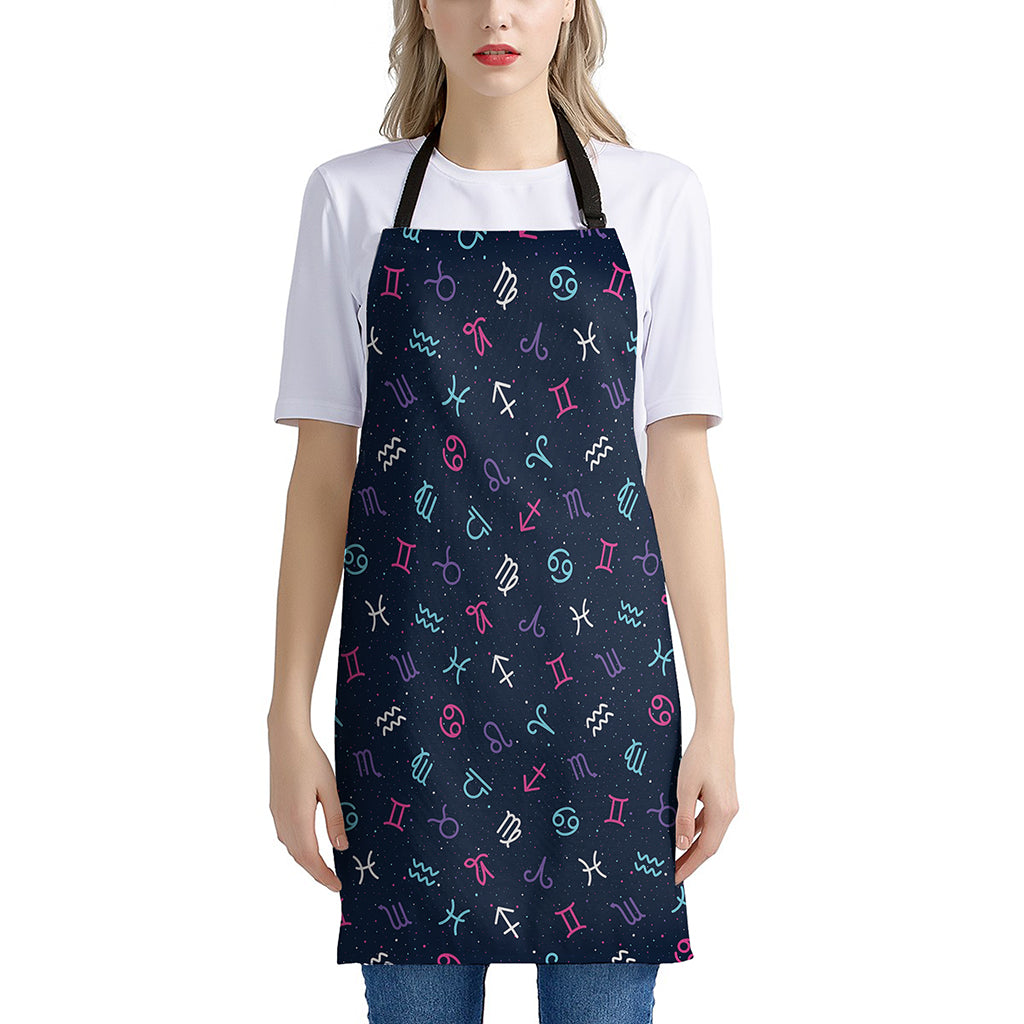 Colorful Zodiac Symbols Pattern Print Apron