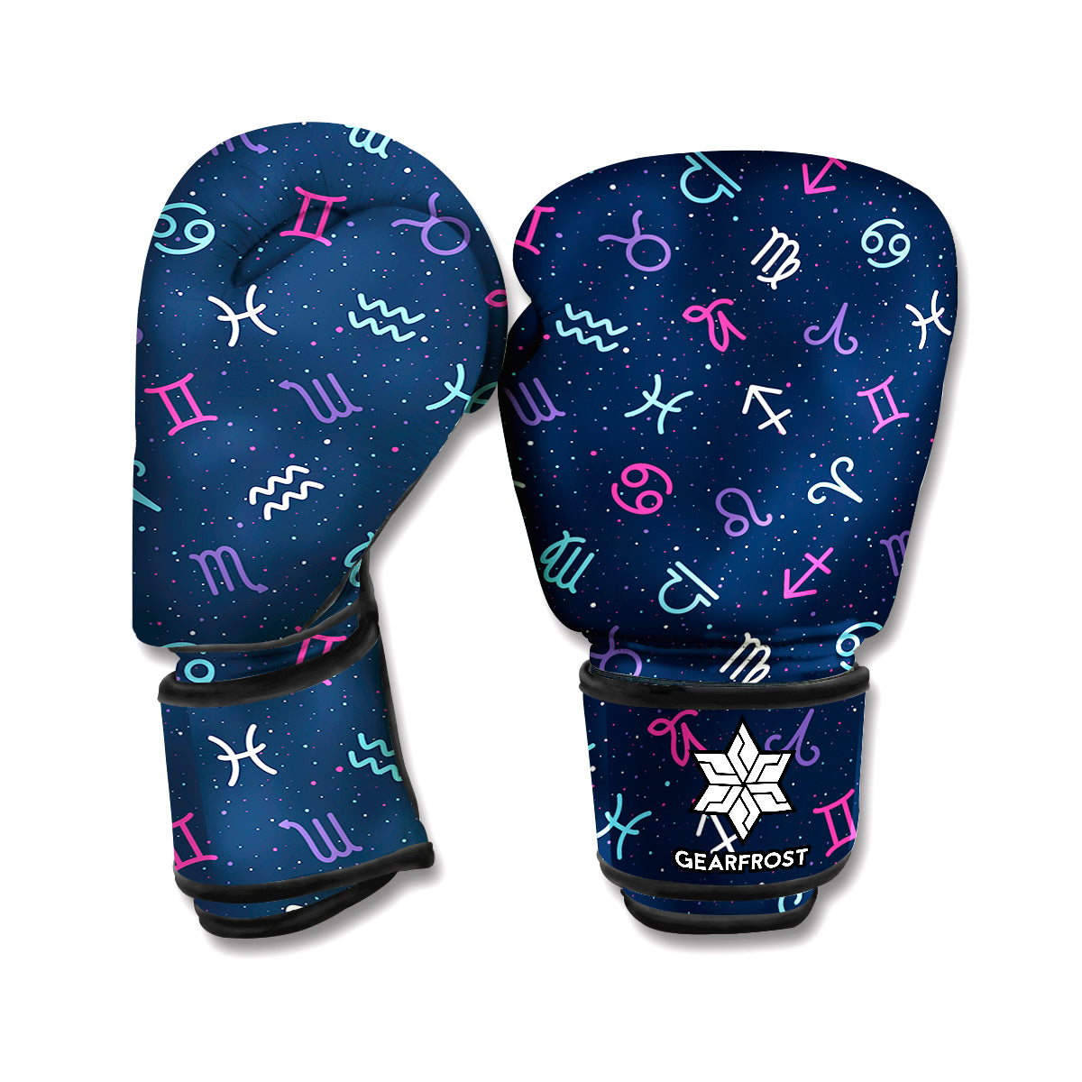 Colorful Zodiac Symbols Pattern Print Boxing Gloves
