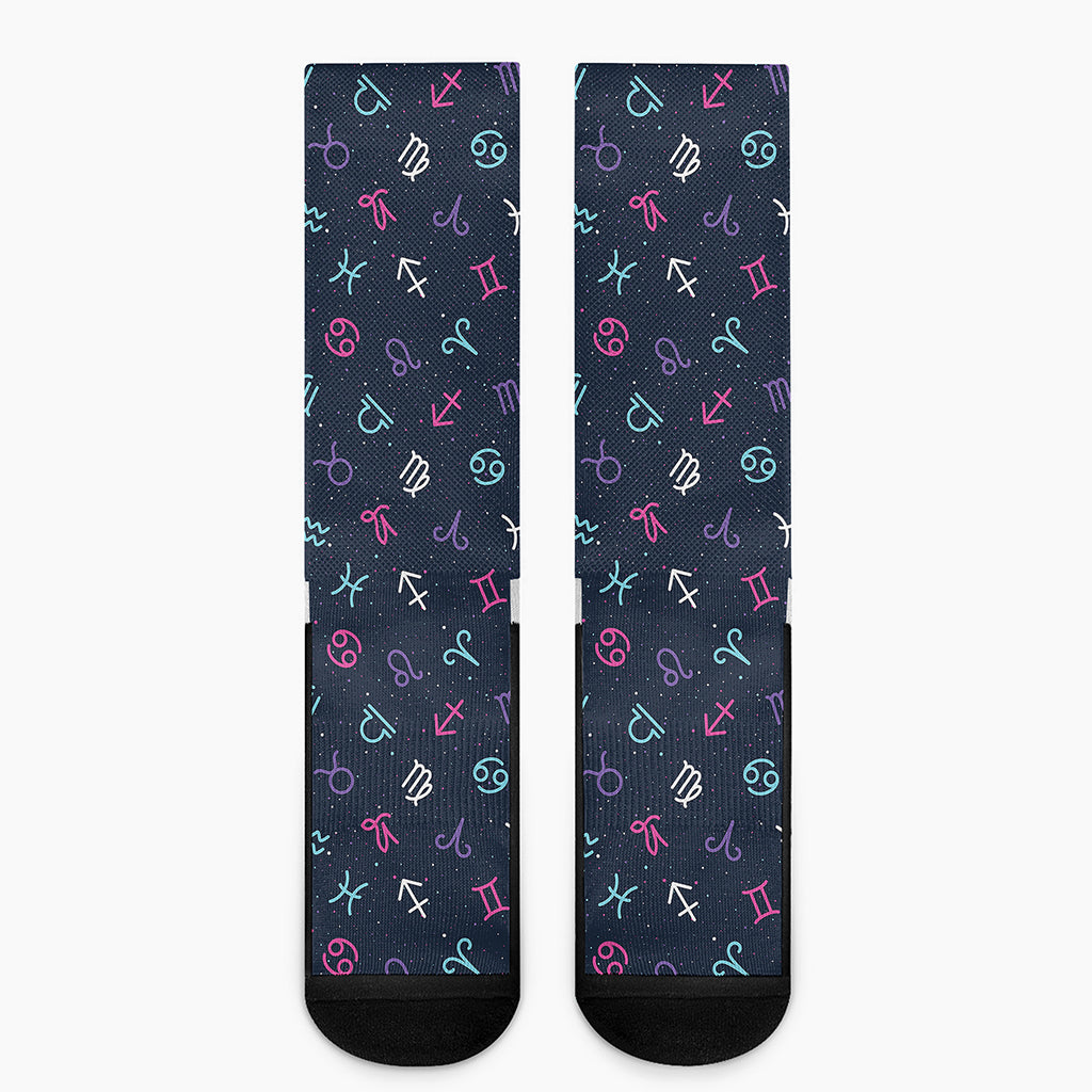 Colorful Zodiac Symbols Pattern Print Crew Socks