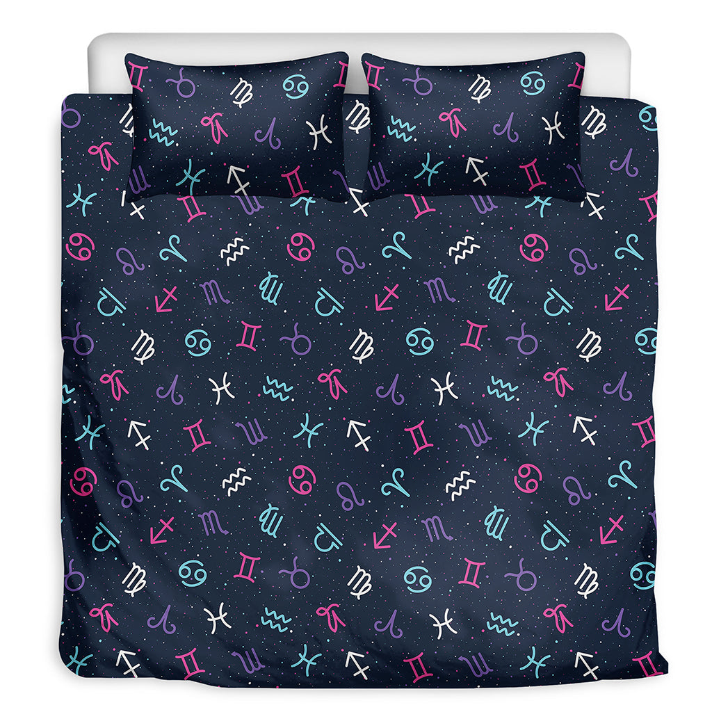 Colorful Zodiac Symbols Pattern Print Duvet Cover Bedding Set