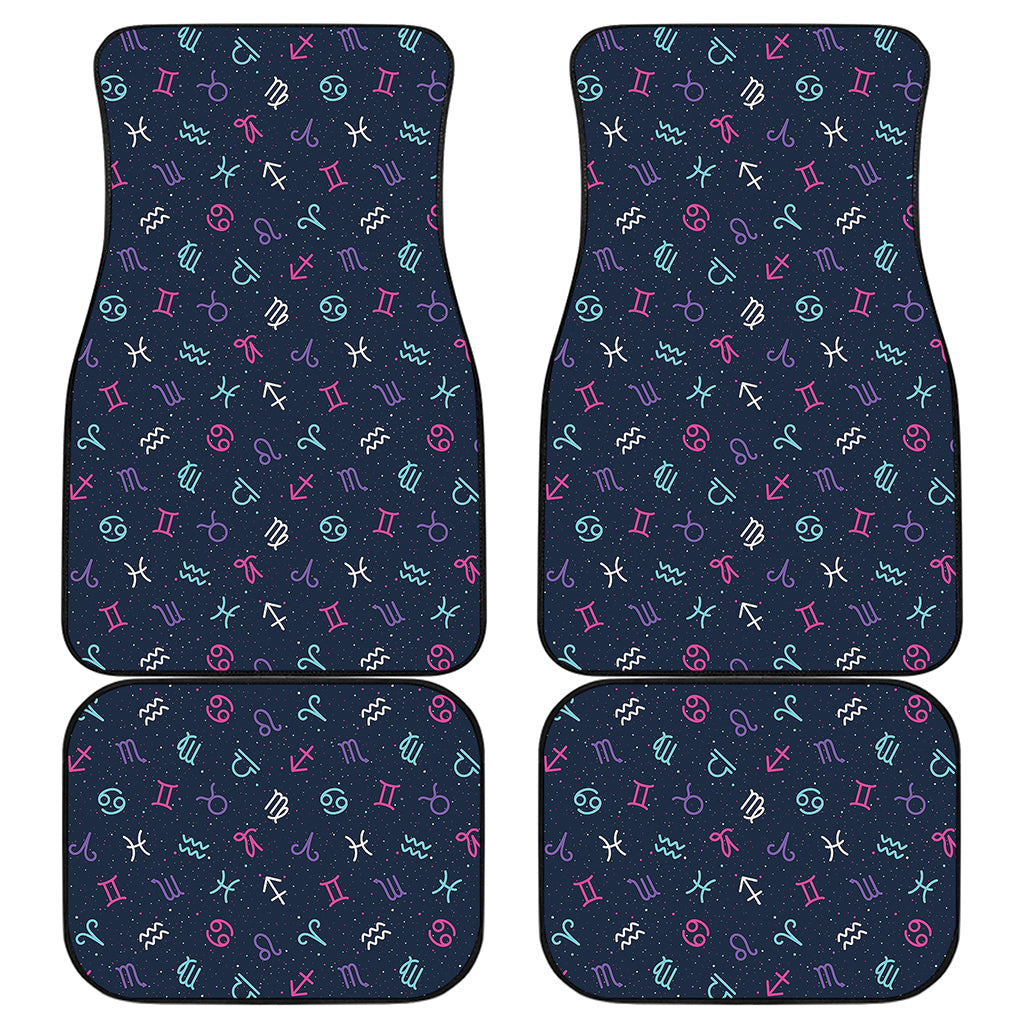 Colorful Zodiac Symbols Pattern Print Front and Back Car Floor Mats