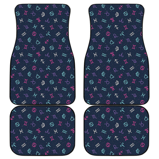 Colorful Zodiac Symbols Pattern Print Front and Back Car Floor Mats