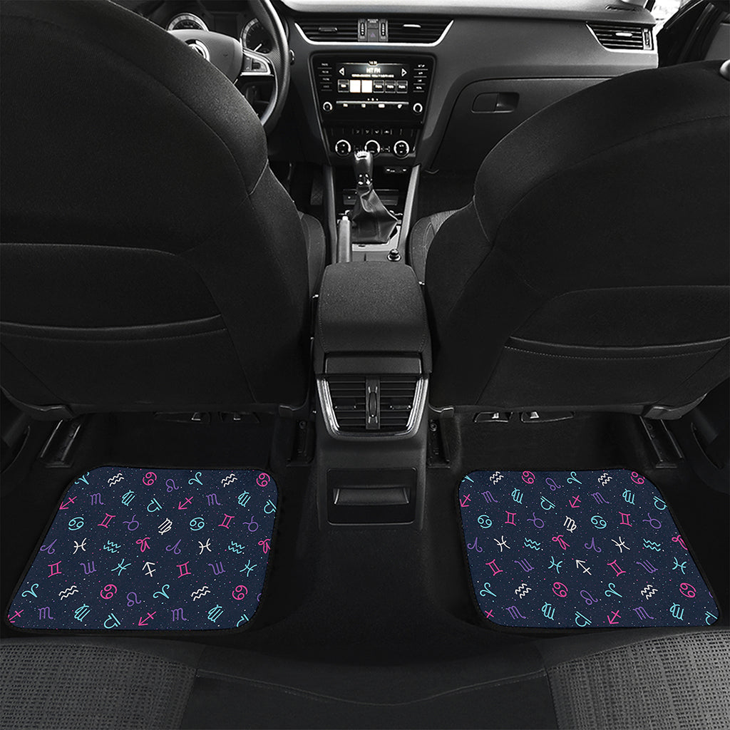 Colorful Zodiac Symbols Pattern Print Front and Back Car Floor Mats