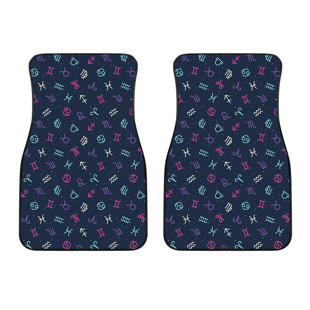Colorful Zodiac Symbols Pattern Print Front Car Floor Mats
