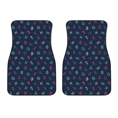 Colorful Zodiac Symbols Pattern Print Front Car Floor Mats