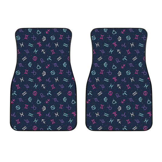 Colorful Zodiac Symbols Pattern Print Front Car Floor Mats