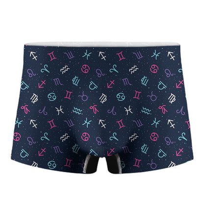 Colorful Zodiac Symbols Pattern Print Men's Boxer Briefs