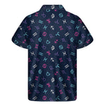 Colorful Zodiac Symbols Pattern Print Men's Short Sleeve Shirt