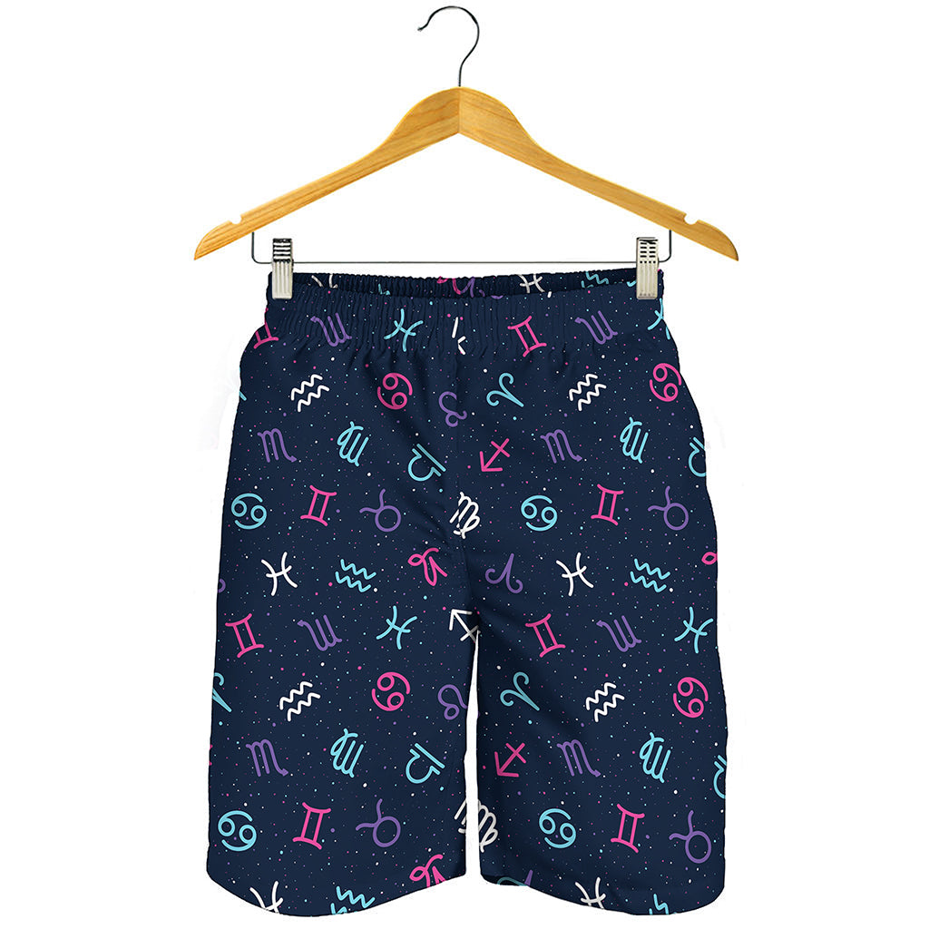 Colorful Zodiac Symbols Pattern Print Men's Shorts