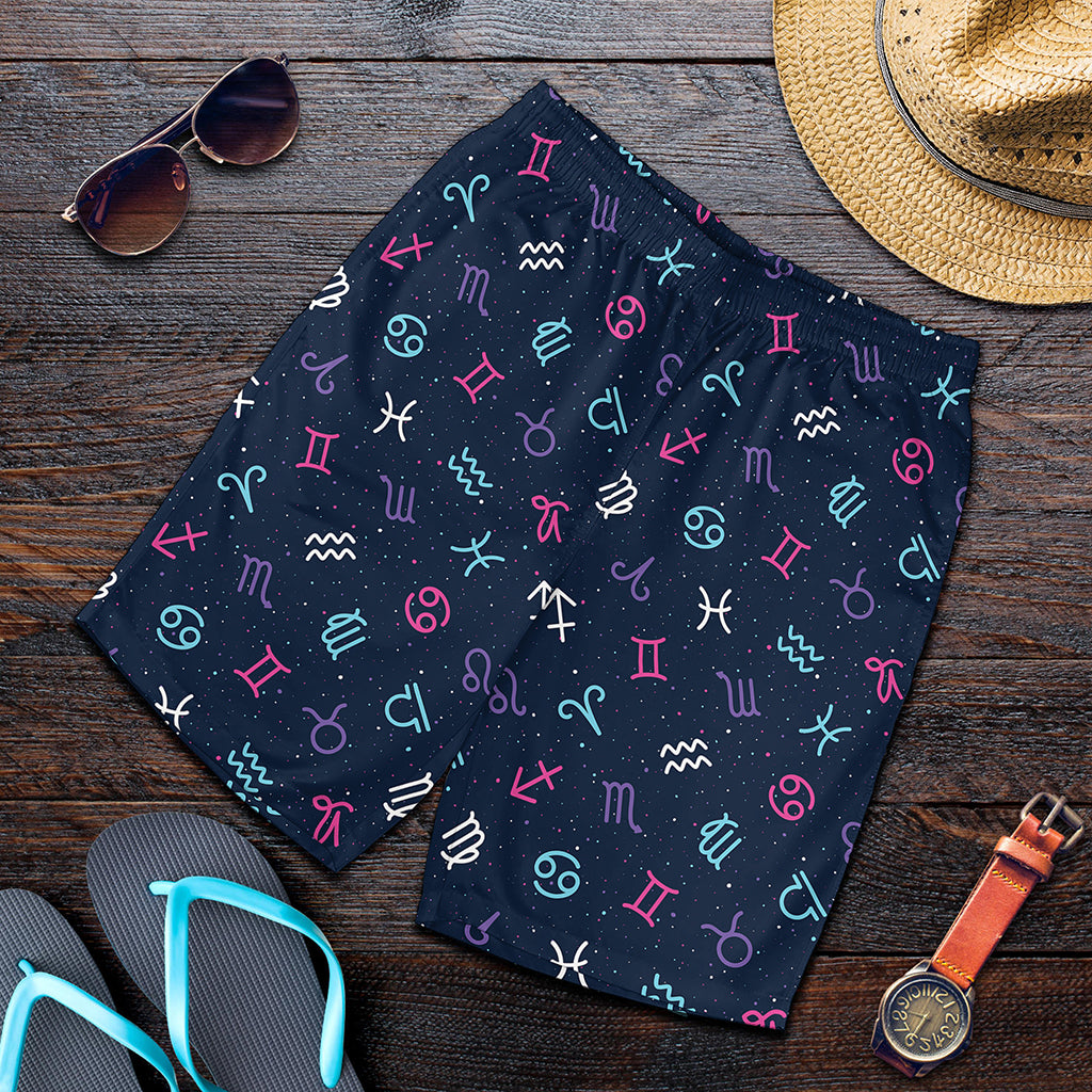 Colorful Zodiac Symbols Pattern Print Men's Shorts